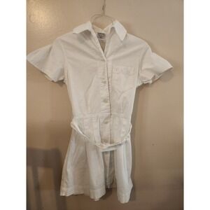 Vintage Hartley Garment Company Dress White Size 12 Button Up Belted Uniform